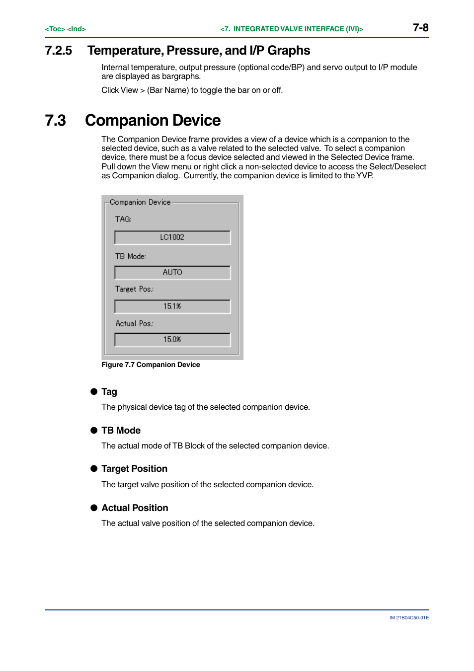 5 temperature, pressure, and i/p graphs, 3 companion device, Temperature, pressure, and i/p graphs -8 | Companion device -8 | Yokogawa YVP20S User Manual | Page 69 / 177