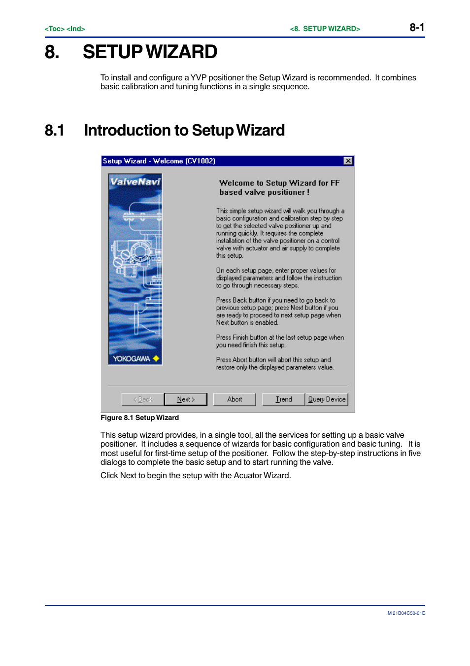 Setup wizard, 1 introduction to setup wizard, Setup wizard -1 | Introduction to setup wizard -1 | Yokogawa YVP20S User Manual | Page 70 / 177