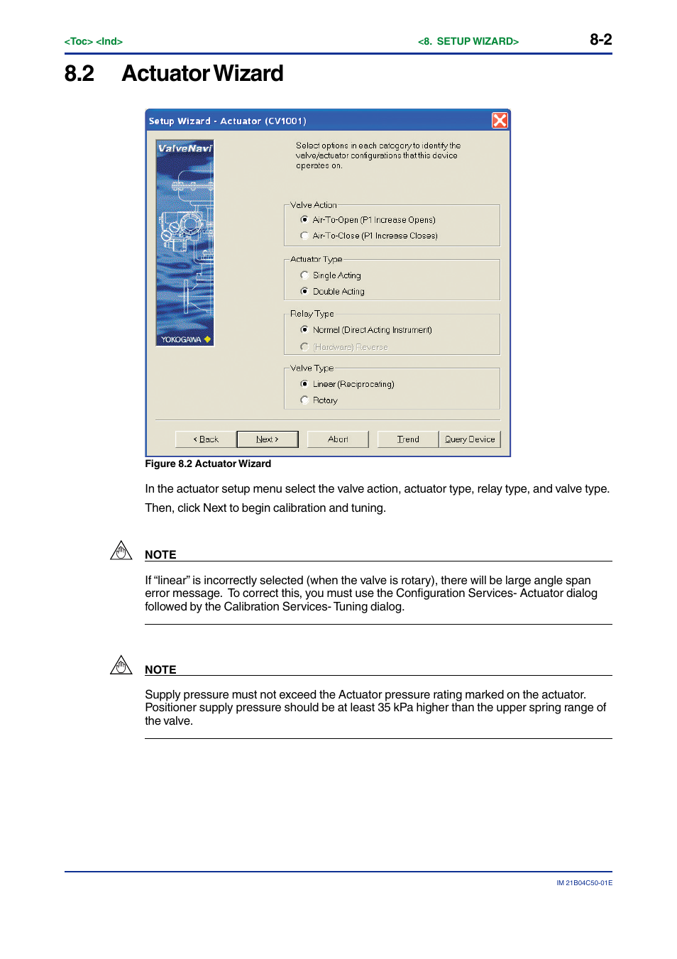 2 actuator wizard, Actuator wizard -2 | Yokogawa YVP20S User Manual | Page 71 / 177