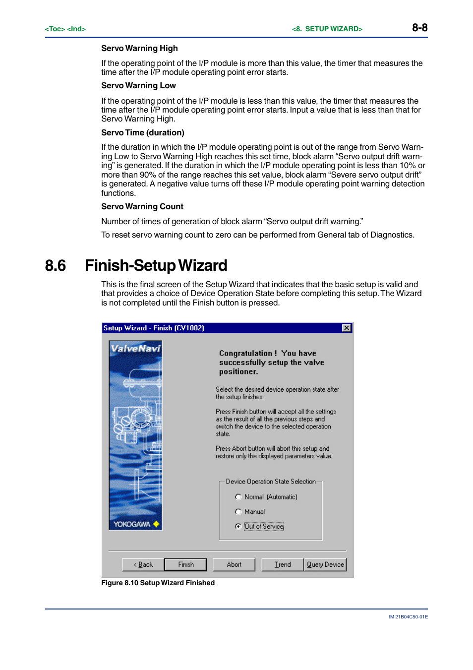 6 finish-setup wizard, Finish-setup wizard -8 | Yokogawa YVP20S User Manual | Page 77 / 177