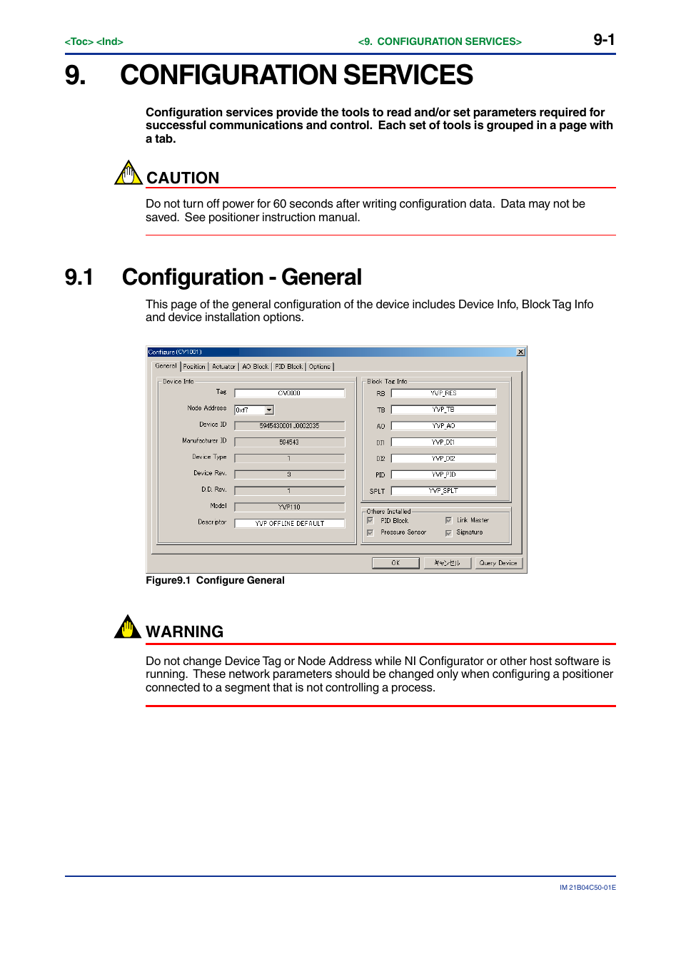 Configuration services, 1 configuration - general, Configuration services -1 | Configuration - general -1 | Yokogawa YVP20S User Manual | Page 78 / 177