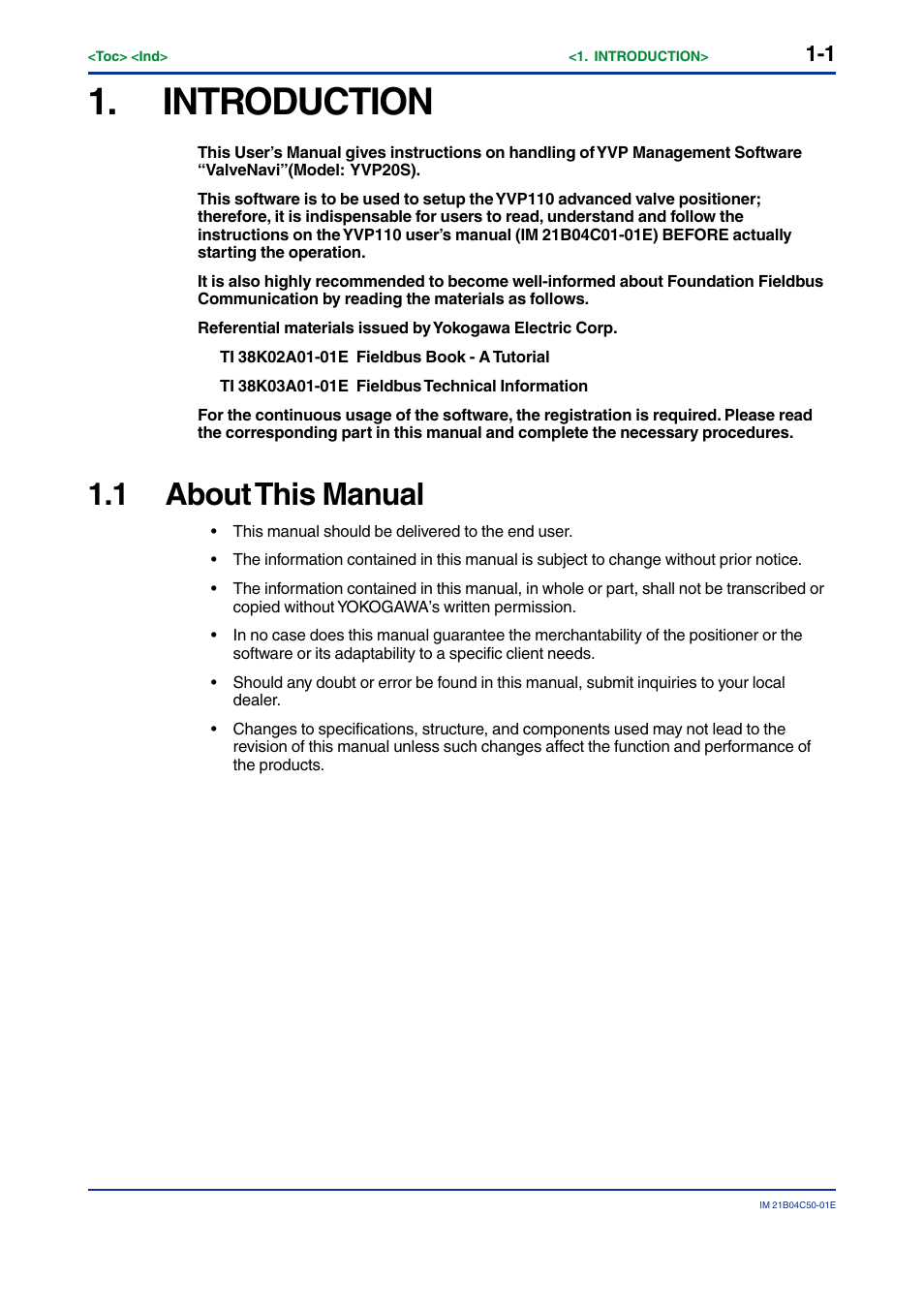 Introduction, 1 about this manual, Introduction -1 | About this manual -1 | Yokogawa YVP20S User Manual | Page 8 / 177