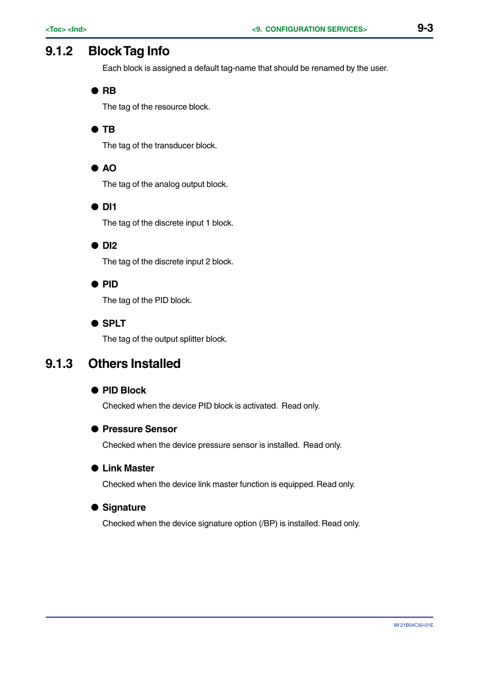 2 block tag info, 3 others installed, Block tag info -3 | Others installed -3 | Yokogawa YVP20S User Manual | Page 80 / 177