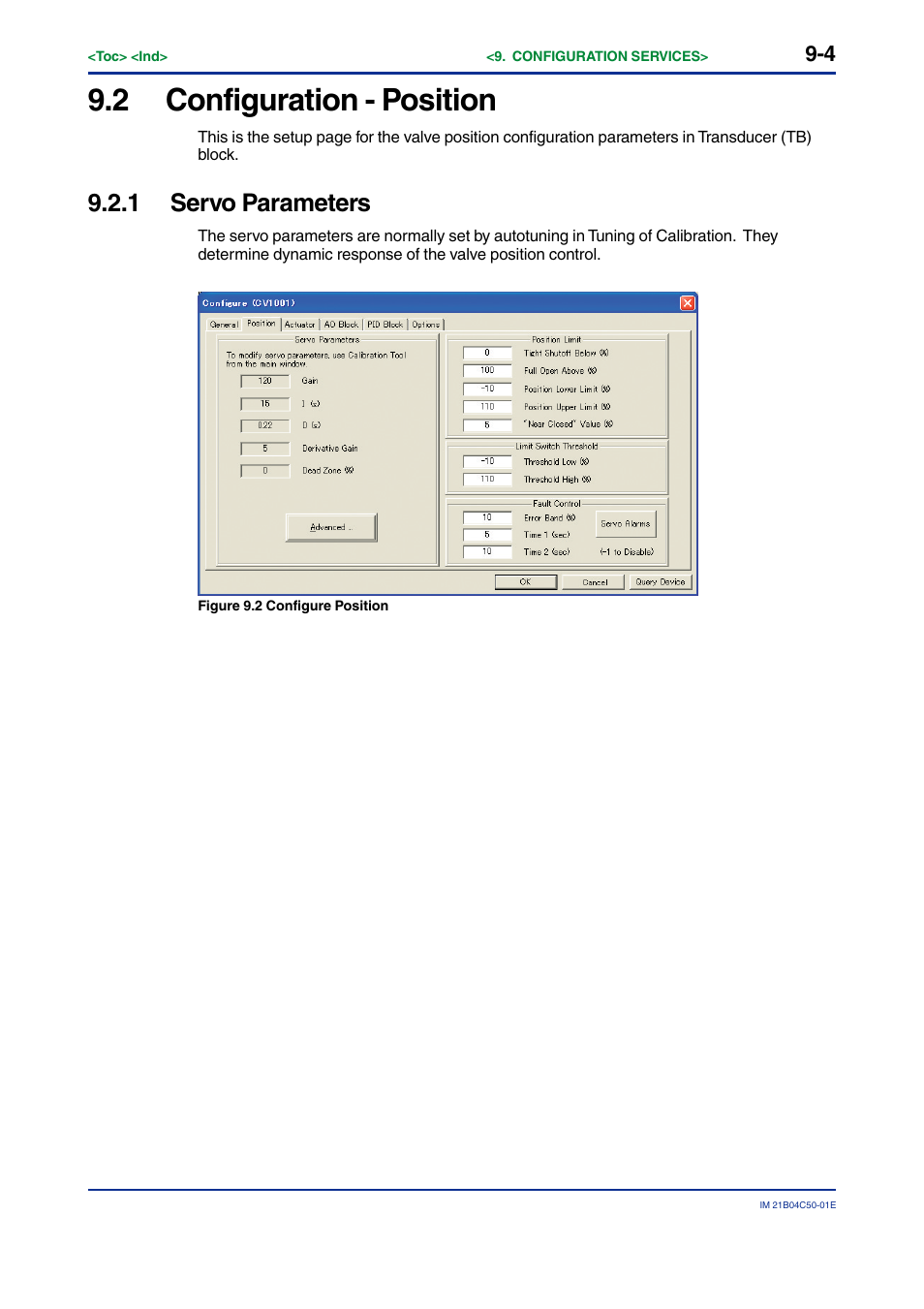 2 configuration - position, 1 servo parameters, Configuration - position -4 | Servo parameters -4 | Yokogawa YVP20S User Manual | Page 81 / 177