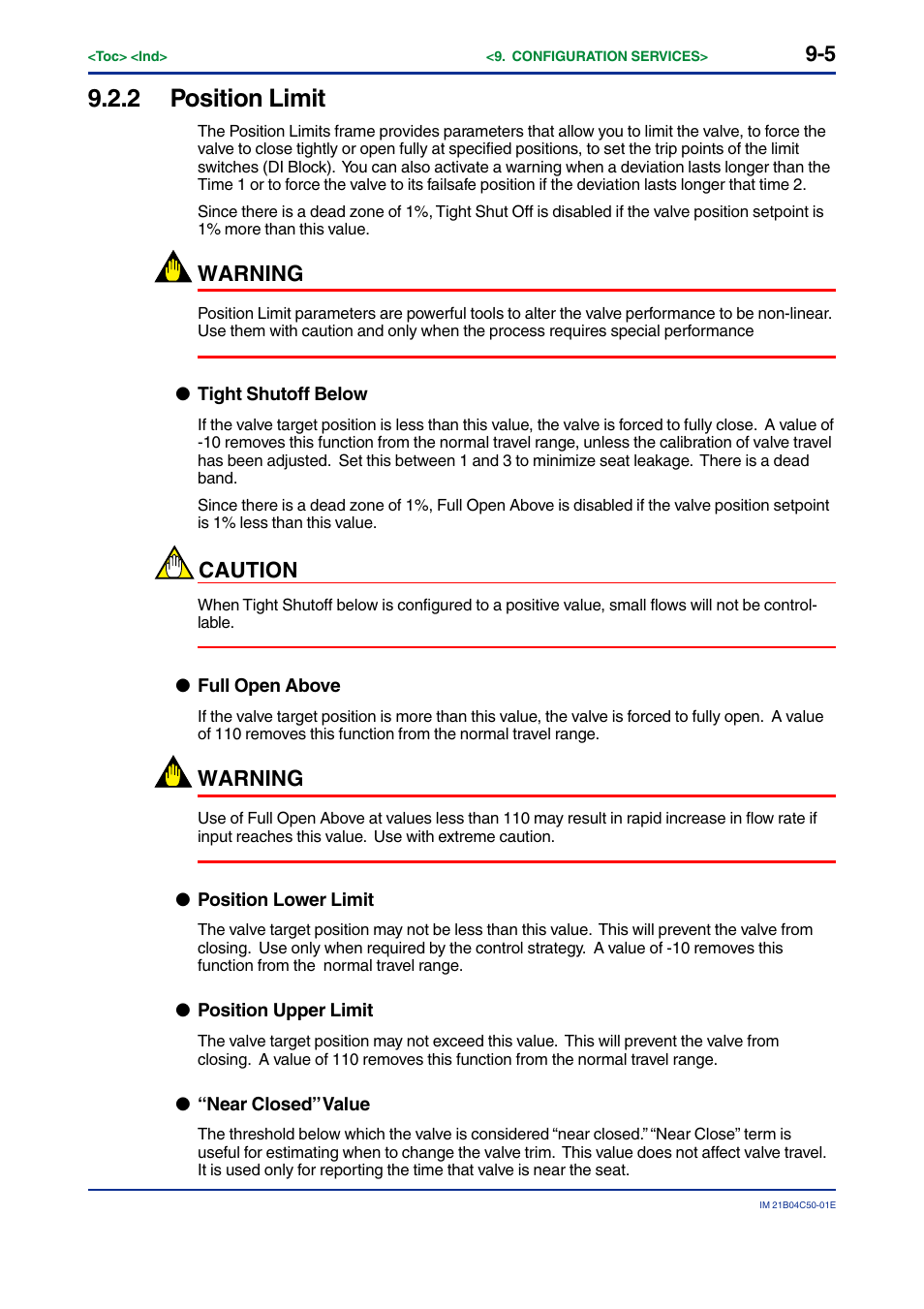 2 position limit, Position limit -5, Warning | Caution | Yokogawa YVP20S User Manual | Page 82 / 177