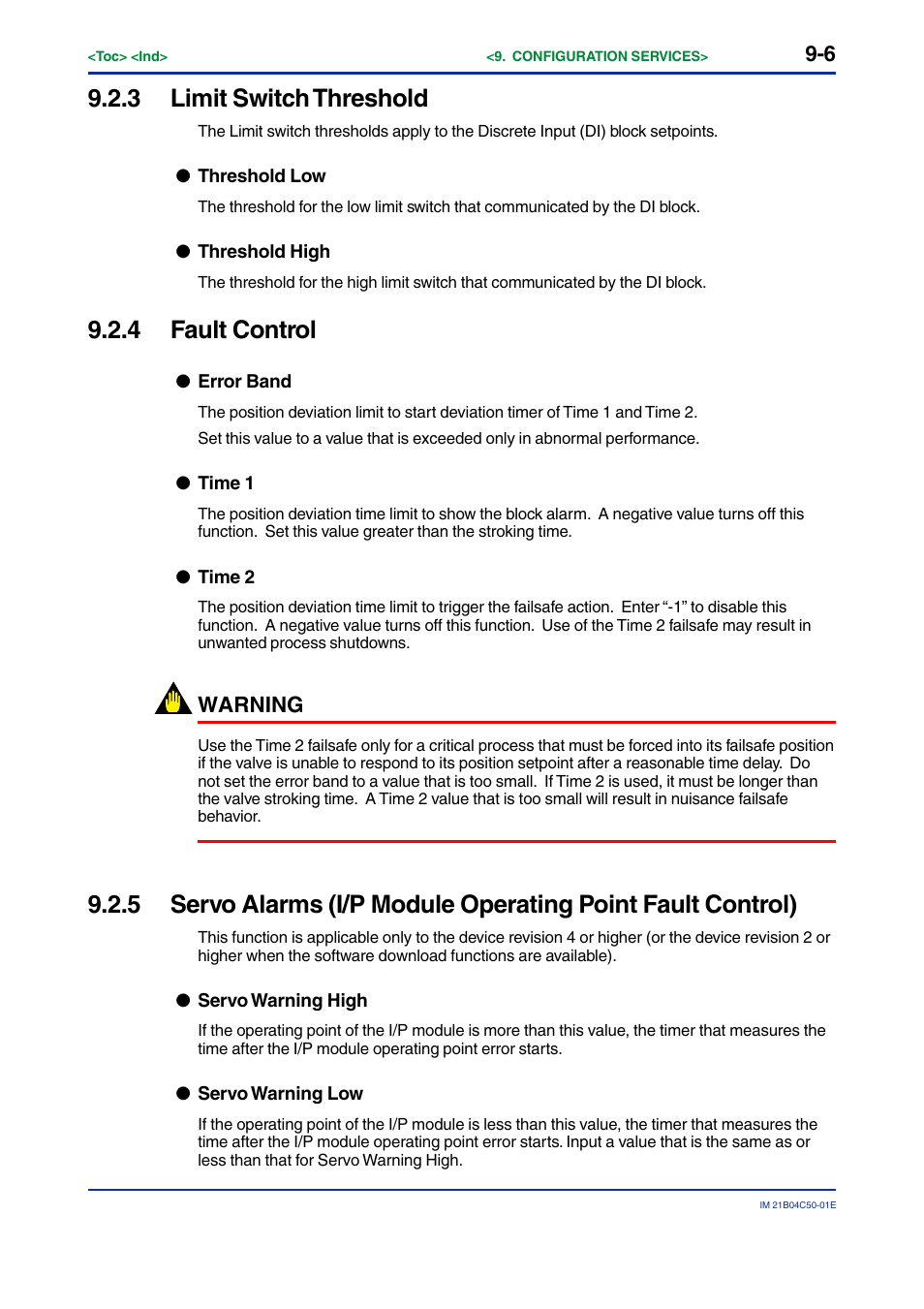 3 limit switch threshold, 4 fault control, Limit switch threshold -6 | Fault control -6 | Yokogawa YVP20S User Manual | Page 83 / 177