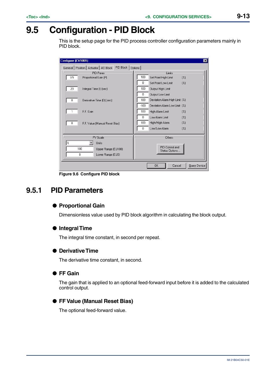 5 configuration - pid block, 1 pid parameters, Configuration - pid block -13 | Pid parameters -13 | Yokogawa YVP20S User Manual | Page 90 / 177