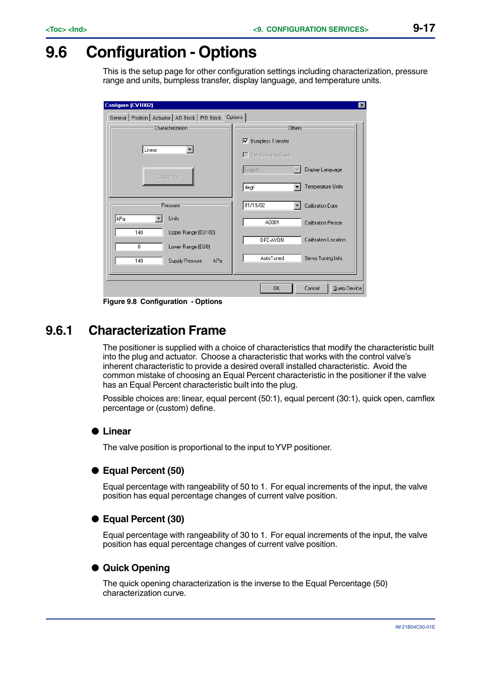 6 configuration - options, 1 characterization frame, Configuration - options -17 | Characterization frame -17 | Yokogawa YVP20S User Manual | Page 94 / 177