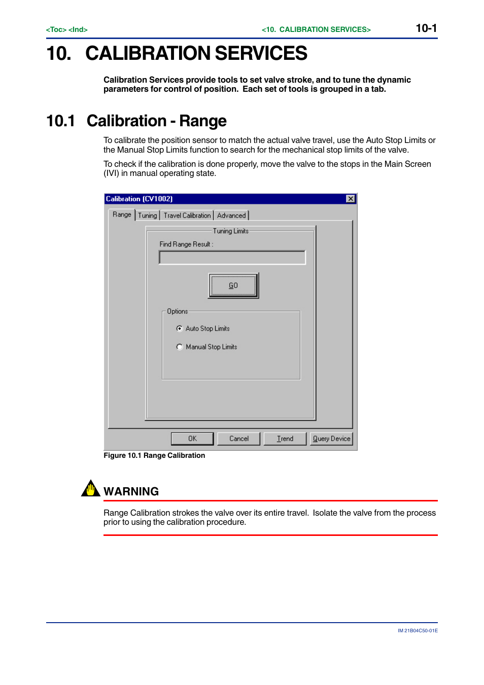 Calibration services, 1 calibration - range, Calibration services -1 | Calibration - range -1 | Yokogawa YVP20S User Manual | Page 99 / 177