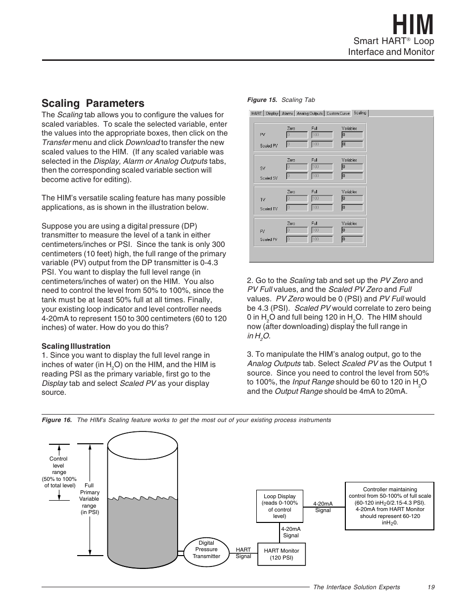 Scaling parameters, Smart hart, Loop interface and monitor | Yokogawa HIMHART User Manual | Page 19 / 27