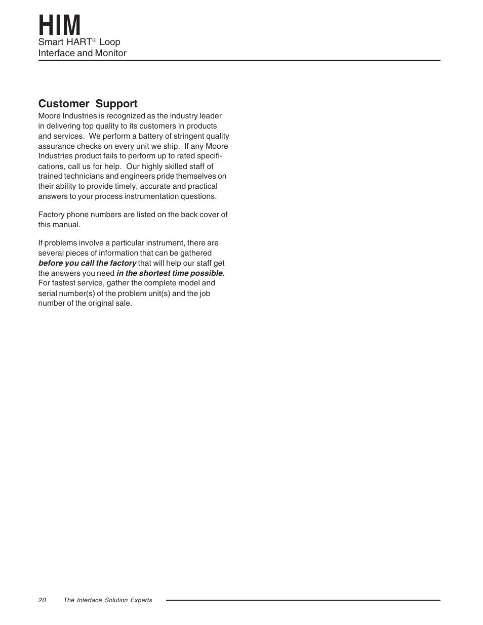 Customer support | Yokogawa HIMHART User Manual | Page 20 / 27