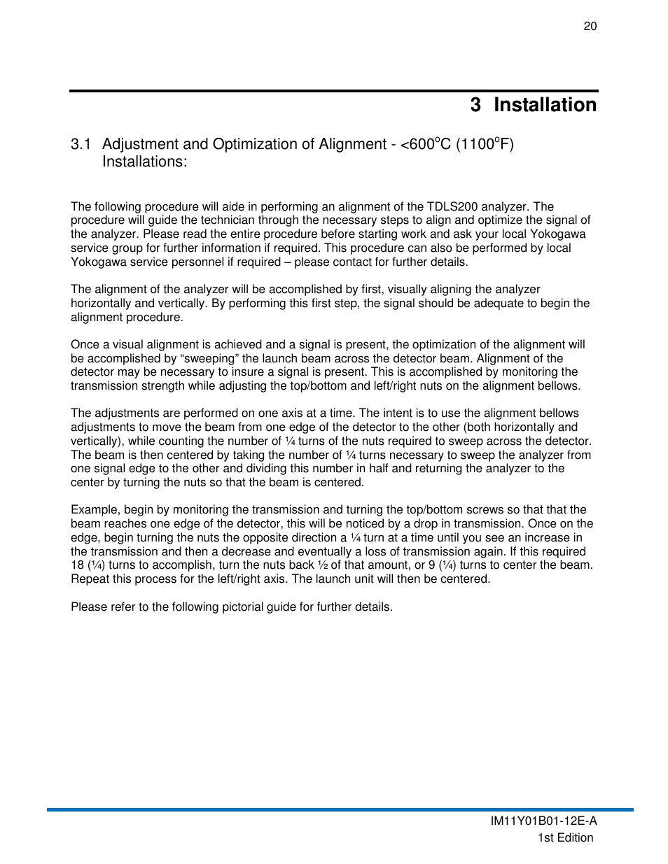 3 installation | Yokogawa In-Situ Gas Analyzer TDLS200 User Manual | Page 20 / 39