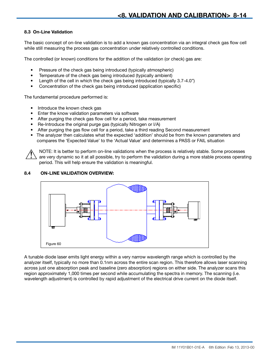 Validation and calibration, Danger, Warning | Caution | Yokogawa In-Situ Gas Analyzer TDLS200 User Manual | Page 114 / 144