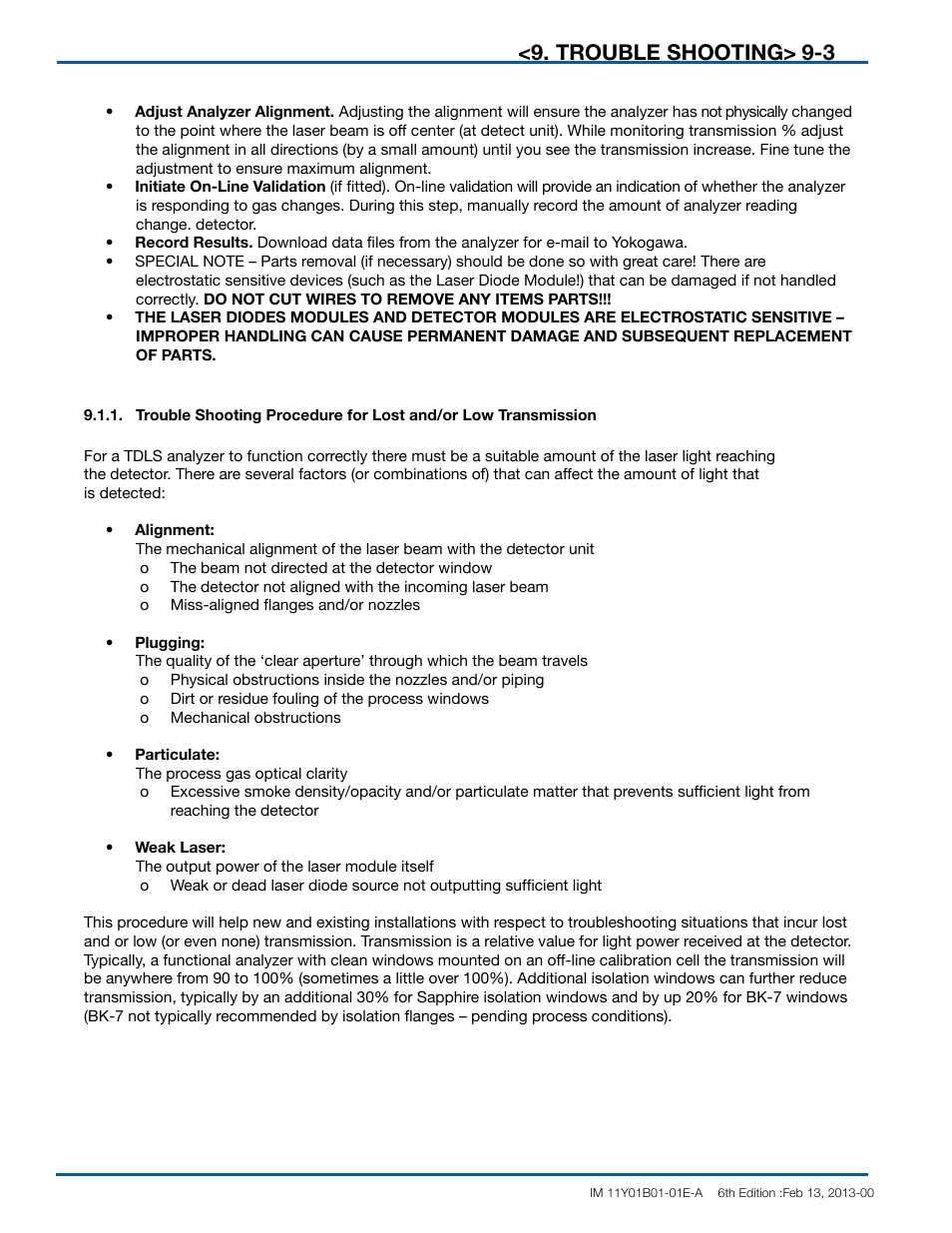Trouble shooting | Yokogawa In-Situ Gas Analyzer TDLS200 User Manual | Page 128 / 144