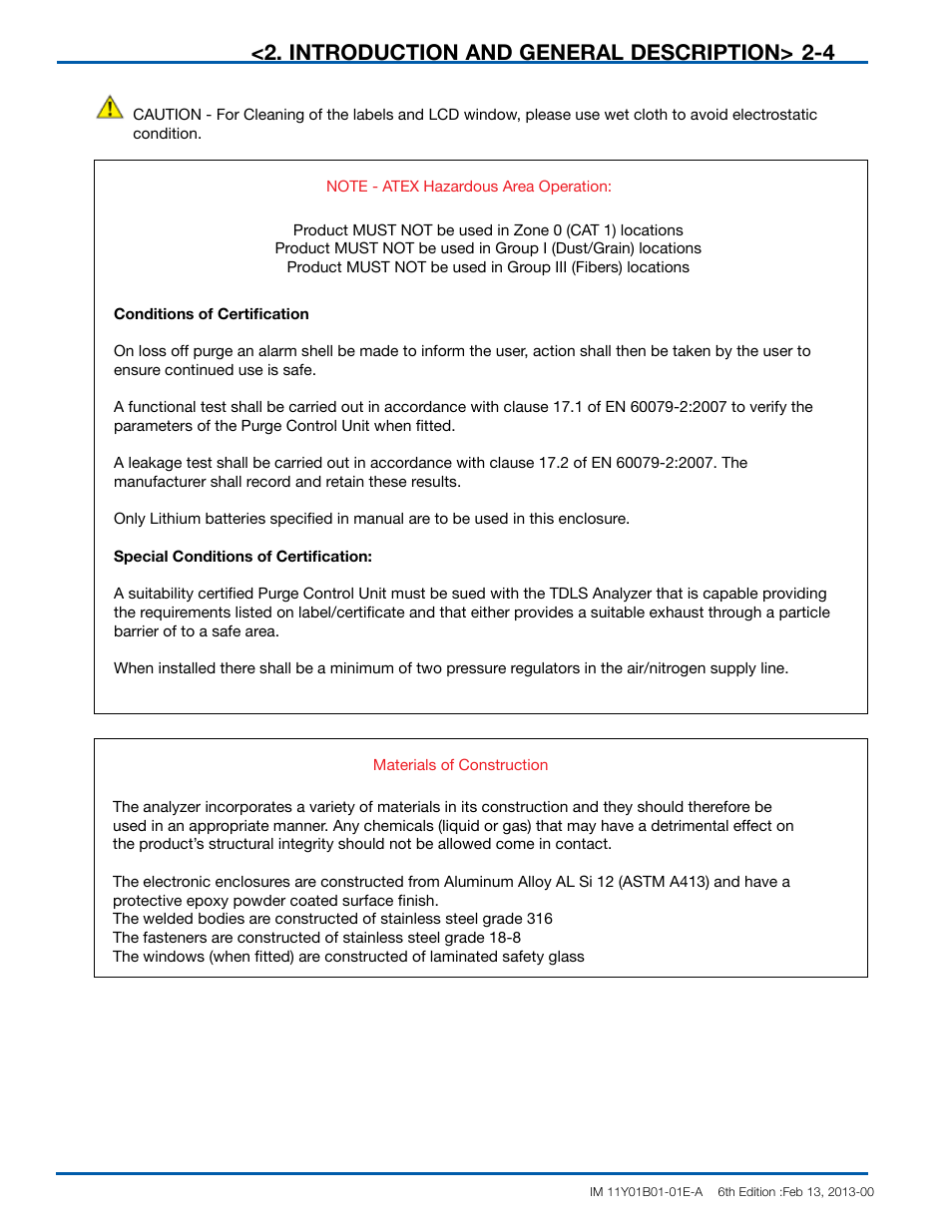 Introduction and general description> 2-4 | Yokogawa In-Situ Gas Analyzer TDLS200 User Manual | Page 14 / 144