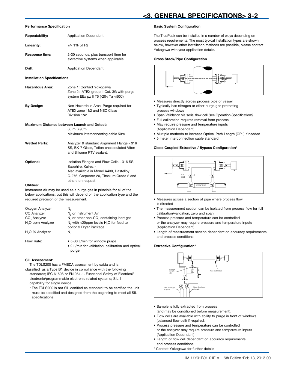 General specifications | Yokogawa In-Situ Gas Analyzer TDLS200 User Manual | Page 17 / 144