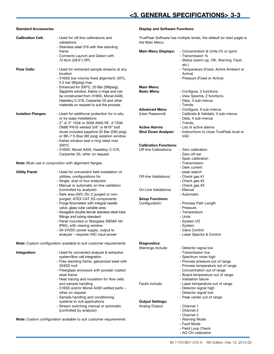 General specifications | Yokogawa In-Situ Gas Analyzer TDLS200 User Manual | Page 18 / 144