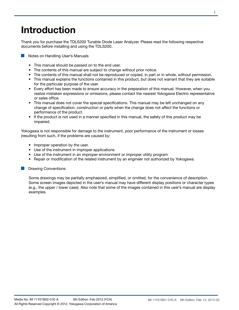Introduction | Yokogawa In-Situ Gas Analyzer TDLS200 User Manual | Page 2 / 144