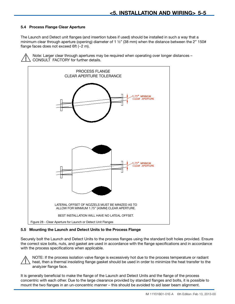 Installation and wiring> 5-5, Danger, Warning | Caution | Yokogawa In-Situ Gas Analyzer TDLS200 User Manual | Page 38 / 144
