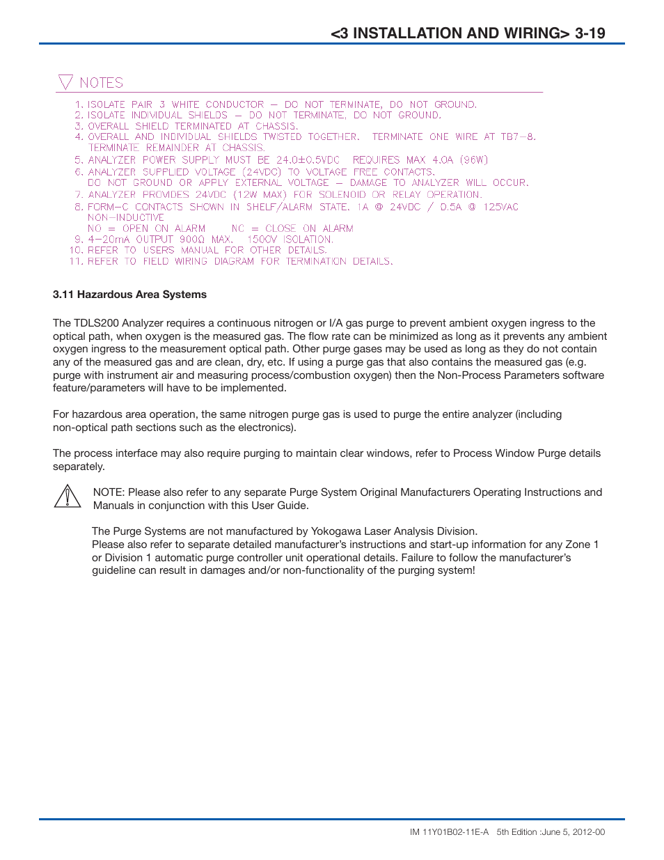 19 <3 installation and wiring | Yokogawa In-Situ Gas Analyzer TDLS200 User Manual | Page 32 / 40