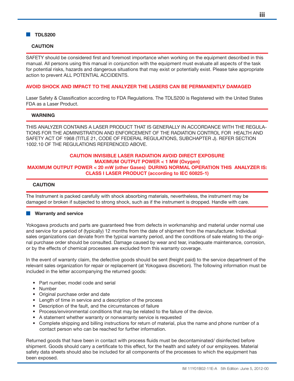Yokogawa In-Situ Gas Analyzer TDLS200 User Manual | Page 5 / 40