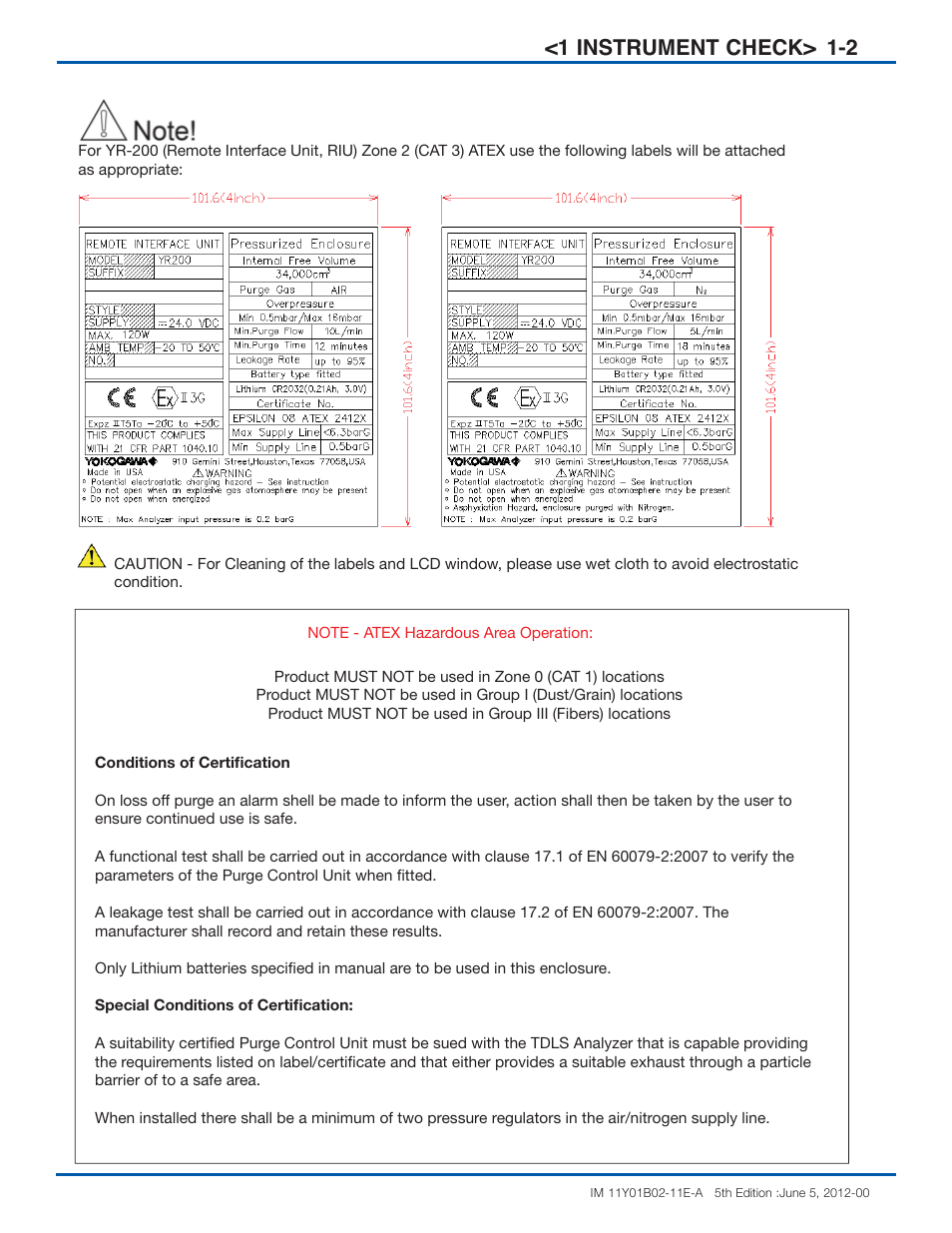 2 <1 instrument check | Yokogawa In-Situ Gas Analyzer TDLS200 User Manual | Page 9 / 40