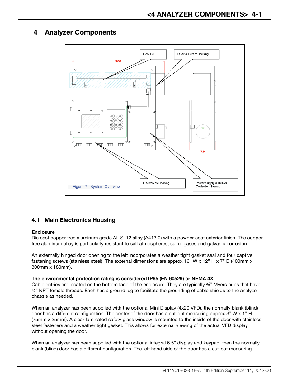 4 analyzer components> 4-1, 4 analyzer components | Yokogawa Extractive Oxygen Gas Analyzer TDLS220 User Manual | Page 16 / 84
