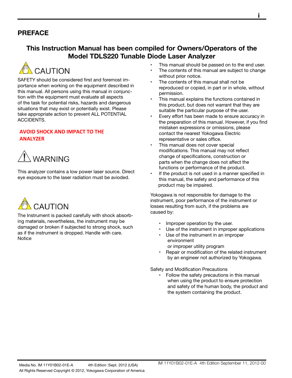 Yokogawa Extractive Oxygen Gas Analyzer TDLS220 User Manual | Page 2 / 84