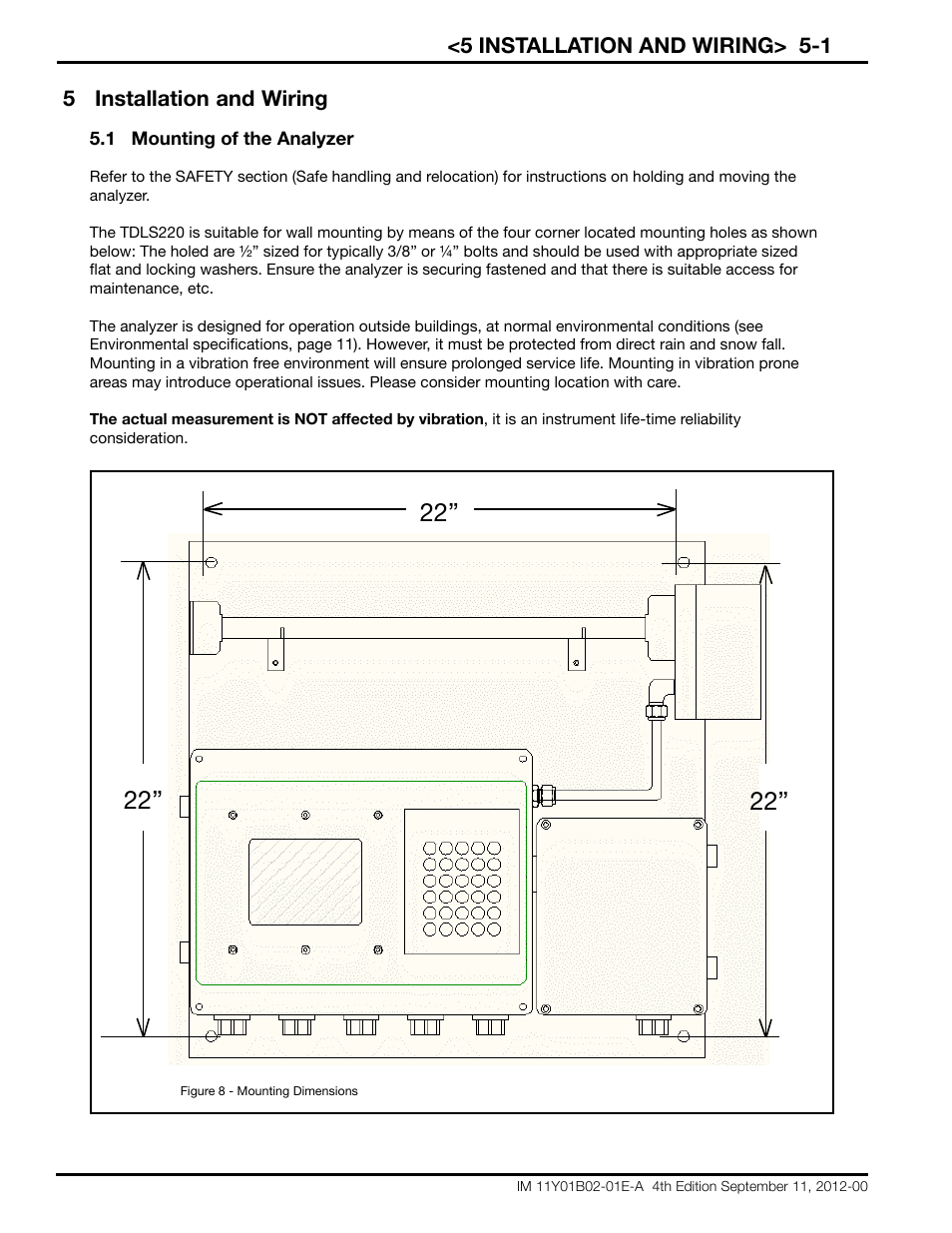 5 installation and wiring> 5-1, 5 installation and wiring | Yokogawa Extractive Oxygen Gas Analyzer TDLS220 User Manual | Page 24 / 84