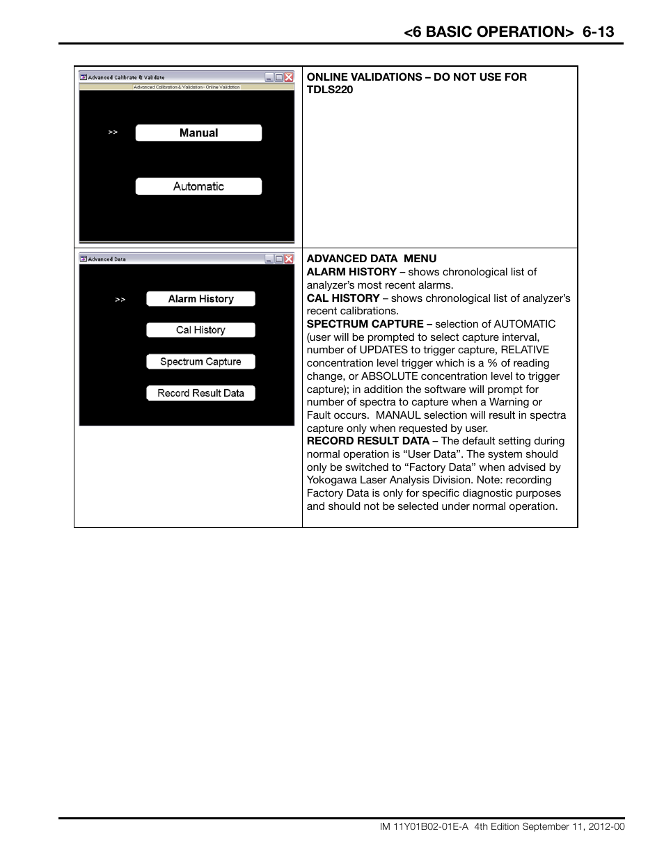 6 basic operation> 6-13 | Yokogawa Extractive Oxygen Gas Analyzer TDLS220 User Manual | Page 43 / 84