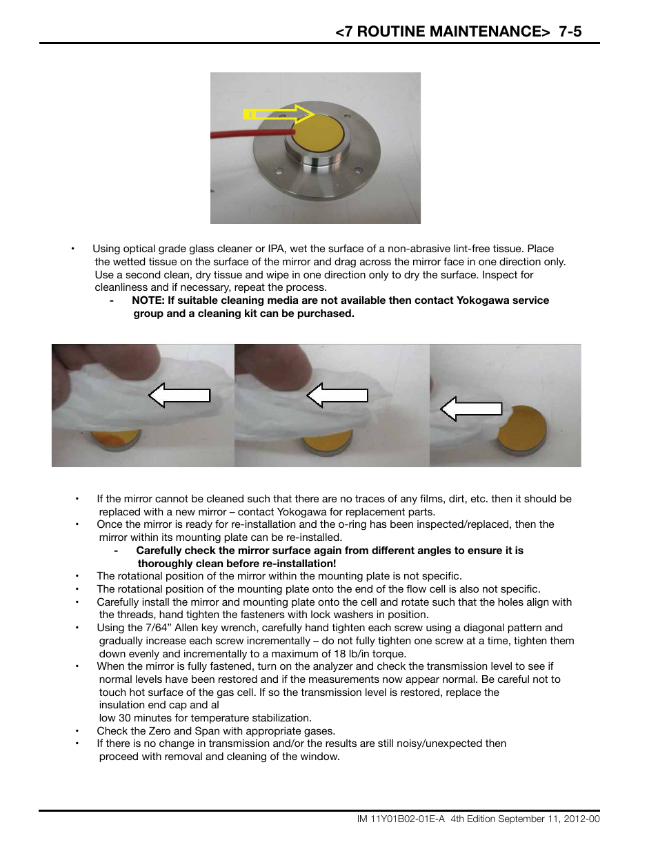 7 routine maintenance> 7-5 | Yokogawa Extractive Oxygen Gas Analyzer TDLS220 User Manual | Page 58 / 84