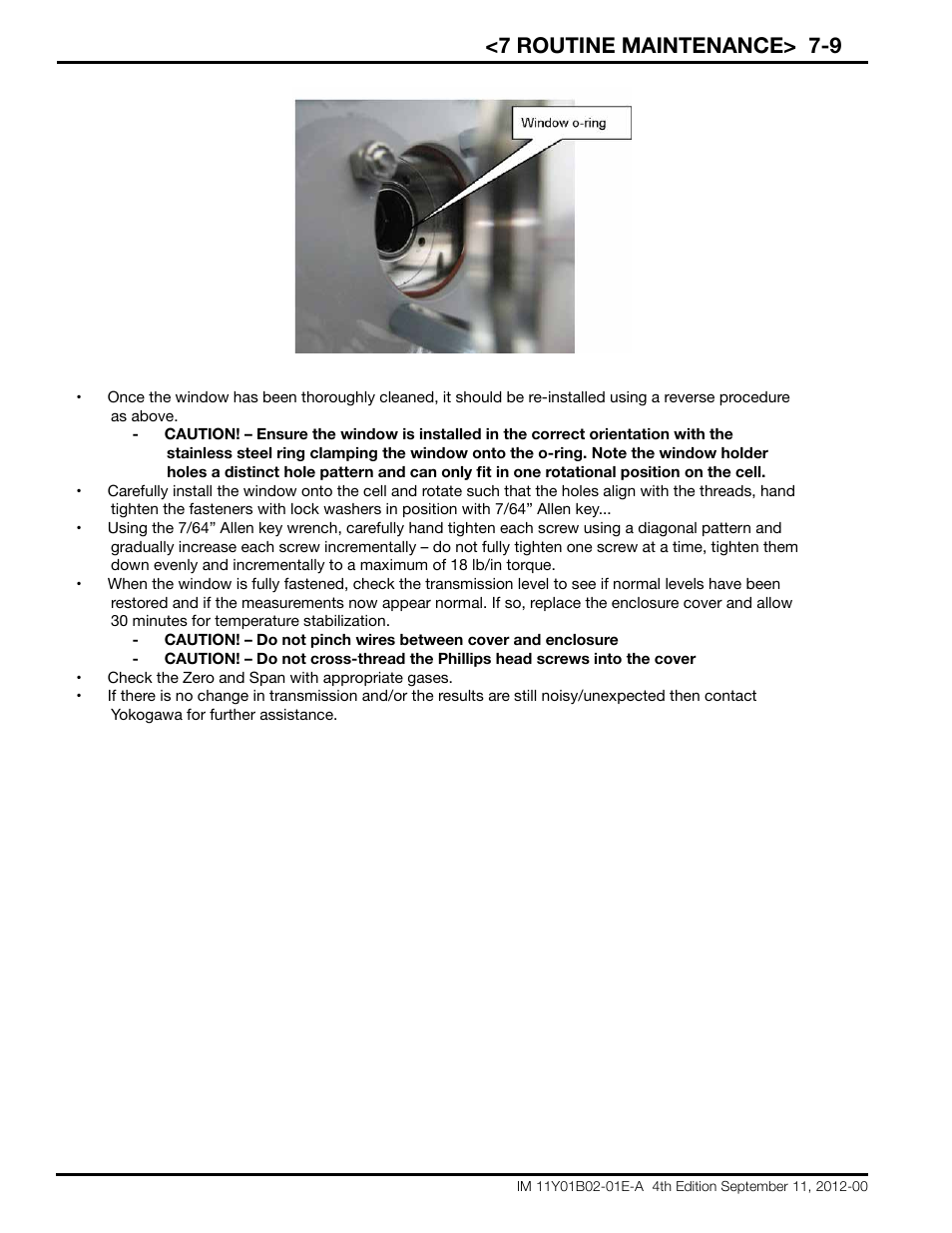 7 routine maintenance> 7-9 | Yokogawa Extractive Oxygen Gas Analyzer TDLS220 User Manual | Page 62 / 84