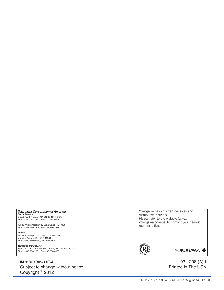 Yokogawa Extractive Oxygen Gas Analyzer TDLS220 User Manual | Page 20 / 20