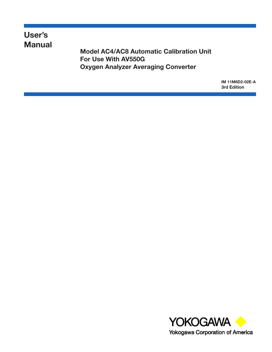 Yokogawa AC8 Calibration Units User Manual | 20 pages