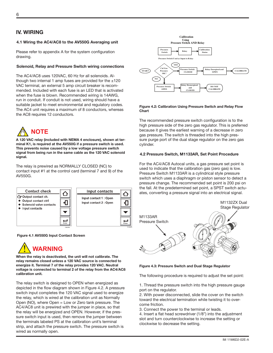 Warning, Iv. wiring | Yokogawa AC8 Calibration Units User Manual | Page 6 / 20