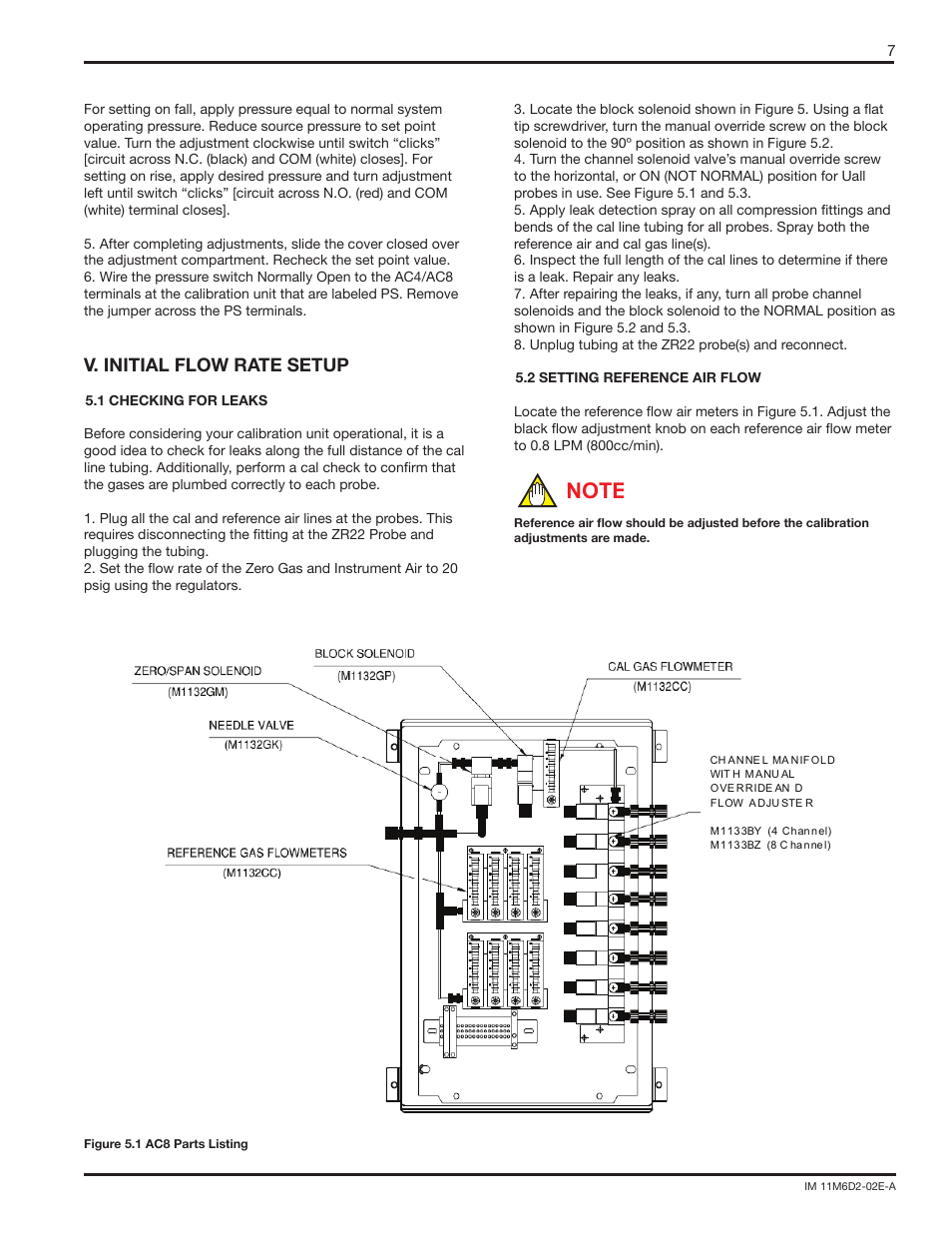 V. initial flow rate setup | Yokogawa AC8 Calibration Units User Manual | Page 7 / 20