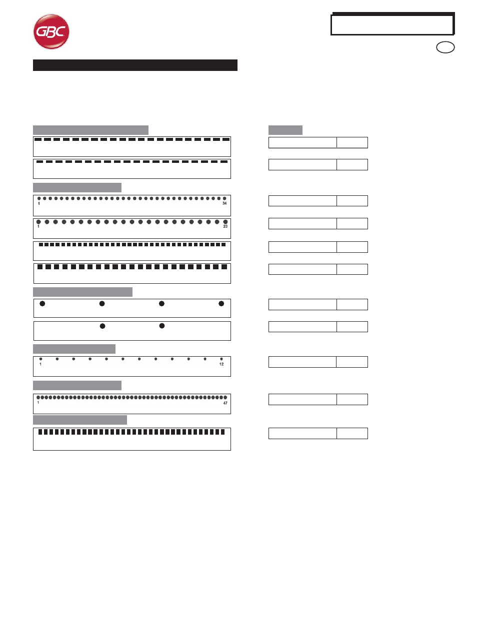 Advancedpunch, Modèles de perforation | GBC AdvancedPunch User Manual | Page 12 / 50