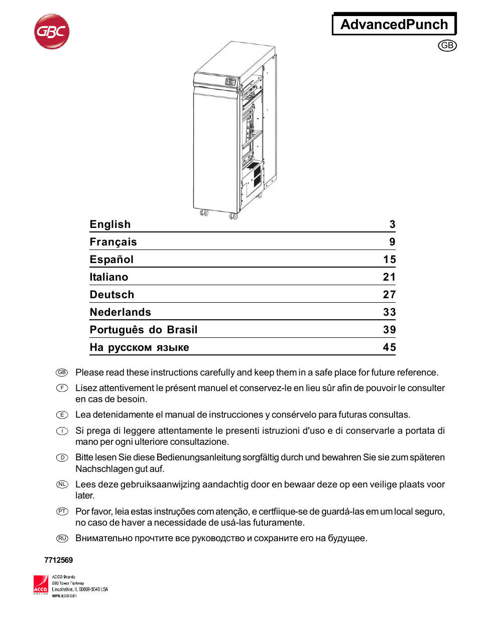 Advancedpunch | GBC AdvancedPunch User Manual | Page 2 / 50