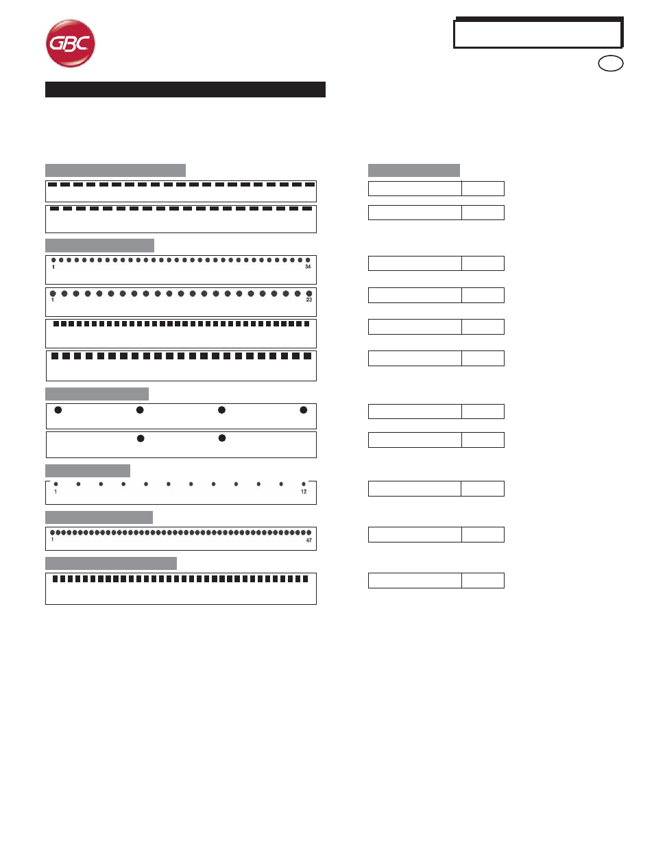 Advancedpunch, Schemi di perforazione | GBC AdvancedPunch User Manual | Page 24 / 50