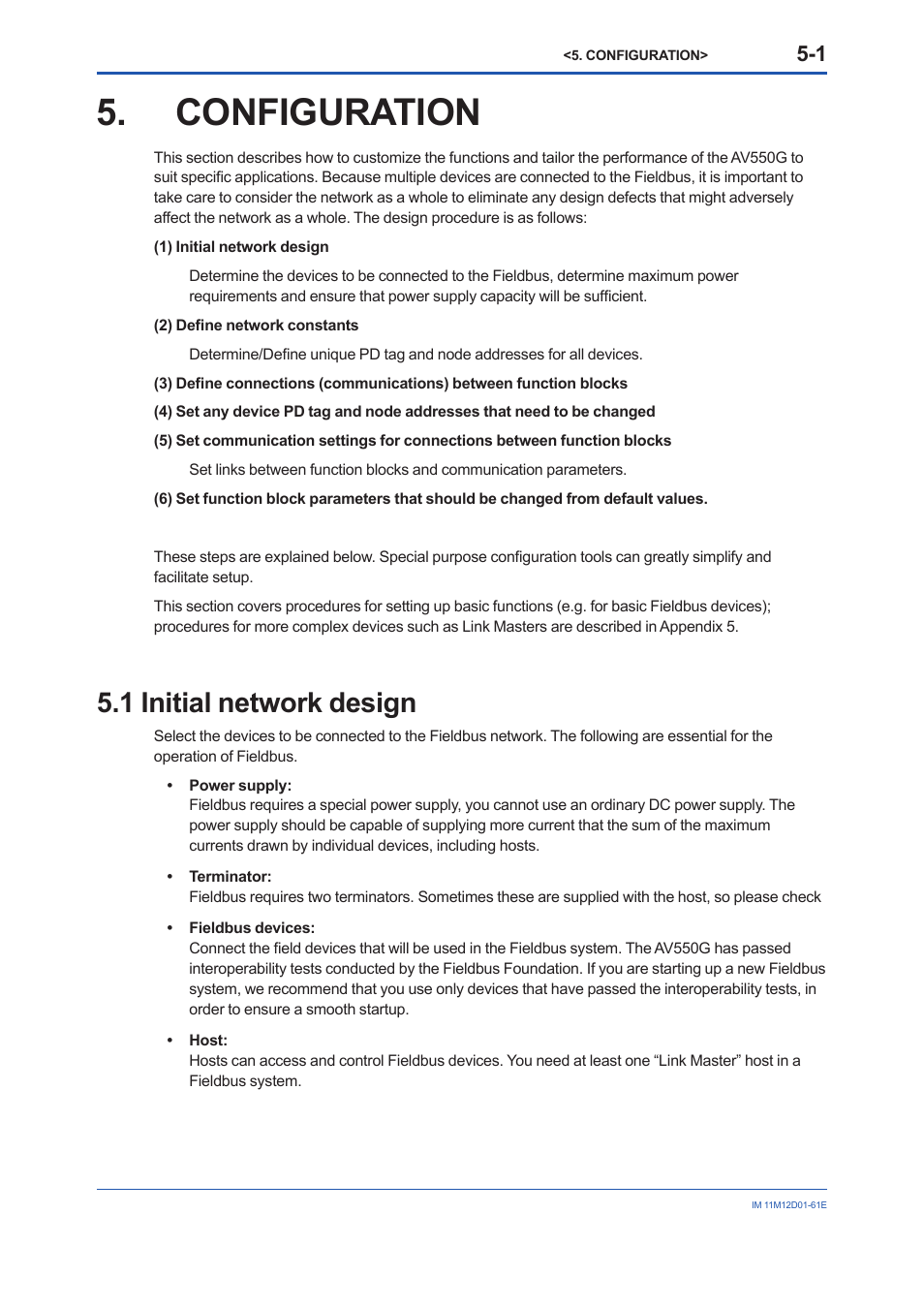 Configuration, 1 initial network design, Configuration -1 | Initial network design -1 | Yokogawa Multi Channel Oxygen Analyzer System ZR22/AV550G User Manual | Page 20 / 103