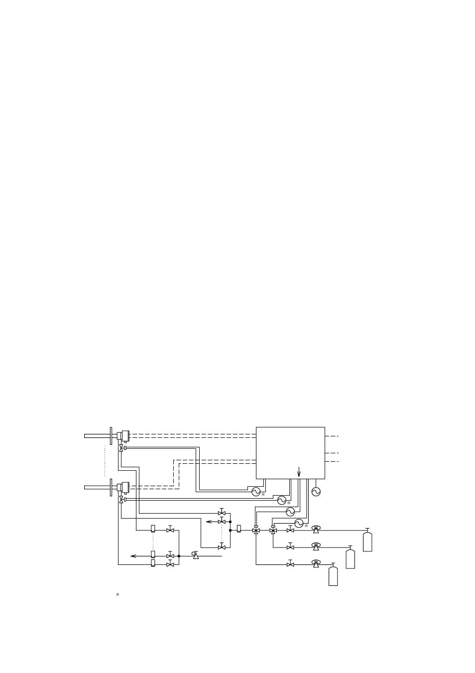 9 calibration gas unit case (part no. e7044kf), 3 outdoor installation, 3 piping for the reference gas | 4 piping to the high temperature probe adapter, 5 piping for blowback, 6 piping for indication check | Yokogawa Multi Channel Oxygen Analyzer System ZR22/AV550G User Manual | Page 78 / 234