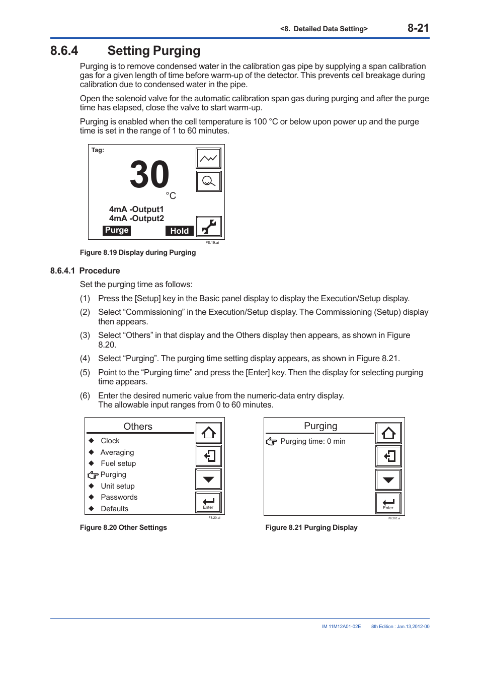4 setting purging, Setting purging -21 | Yokogawa Integral Oxygen Analyzer ZR202 User Manual | Page 127 / 190