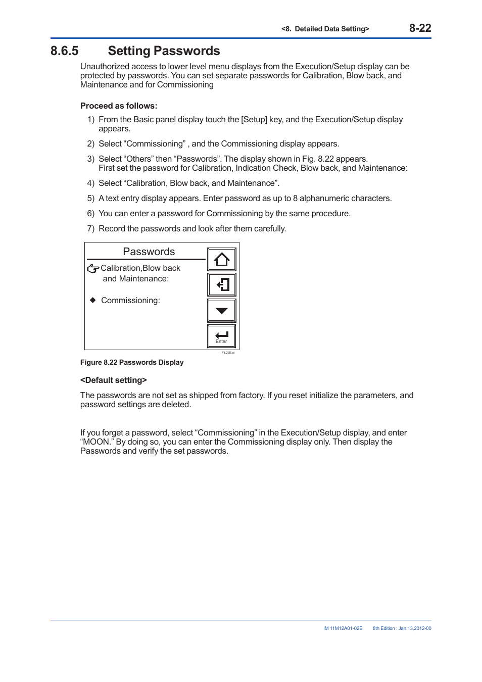 5 setting passwords, Setting passwords -22, Passwords | Yokogawa Integral Oxygen Analyzer ZR202 User Manual | Page 128 / 190