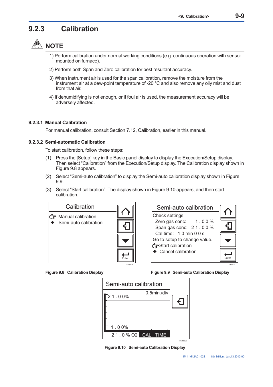 3 calibration, Calibration -9, Calibration | Semi-auto calibration | Yokogawa Integral Oxygen Analyzer ZR202 User Manual | Page 137 / 190