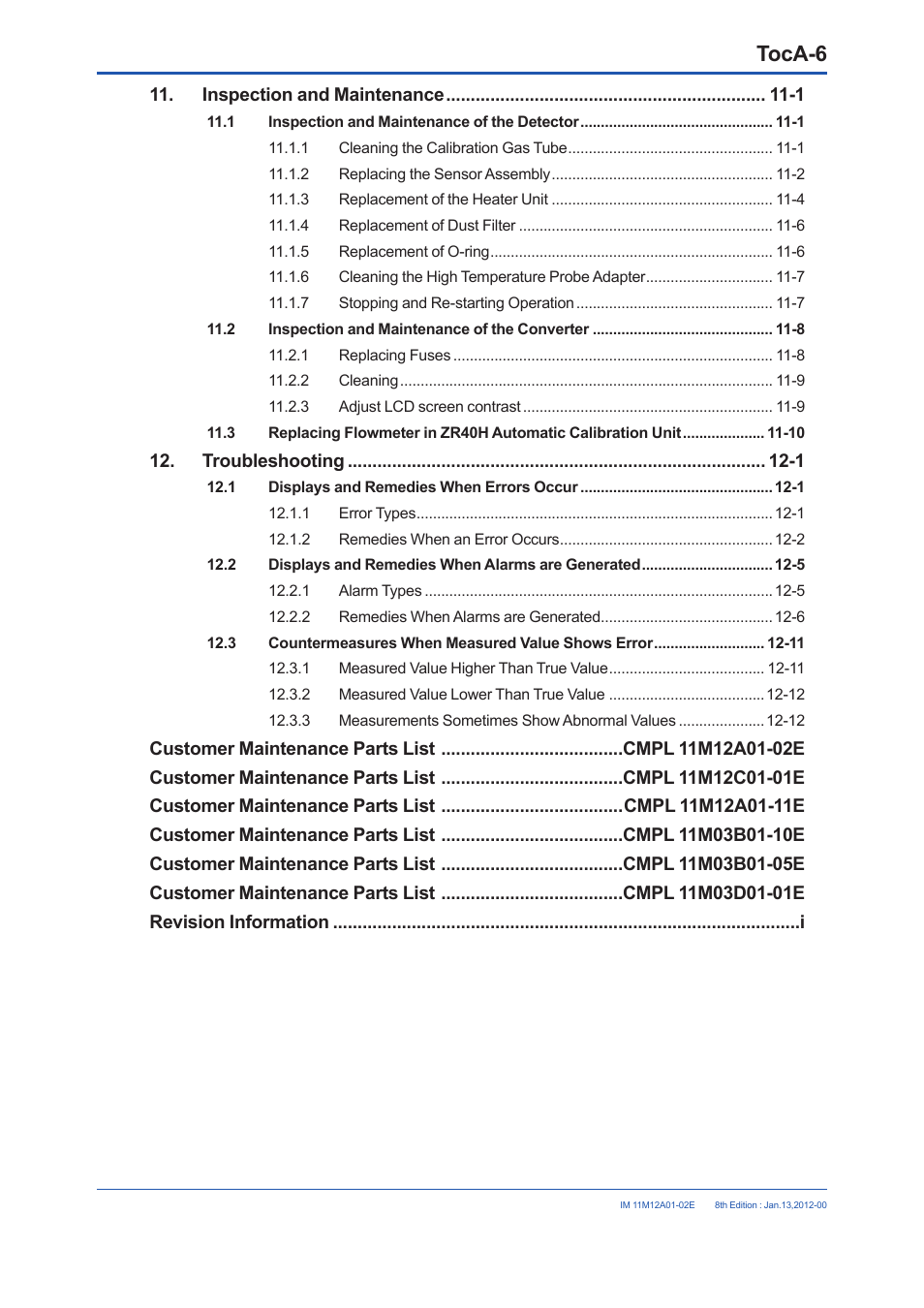 Toca-6 | Yokogawa Integral Oxygen Analyzer ZR202 User Manual | Page 14 / 190