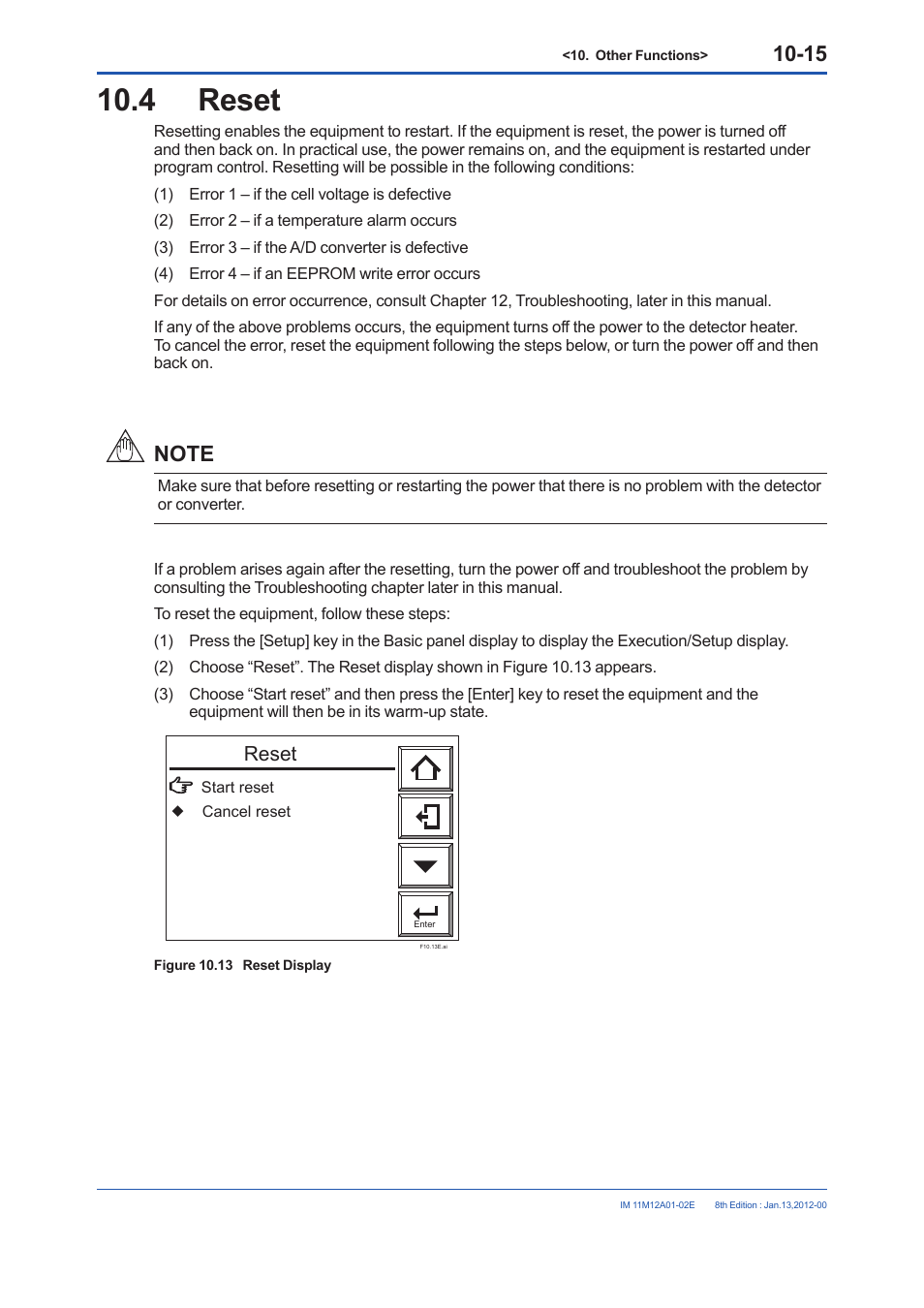 4 reset, Reset -15, Reset | Yokogawa Integral Oxygen Analyzer ZR202 User Manual | Page 153 / 190