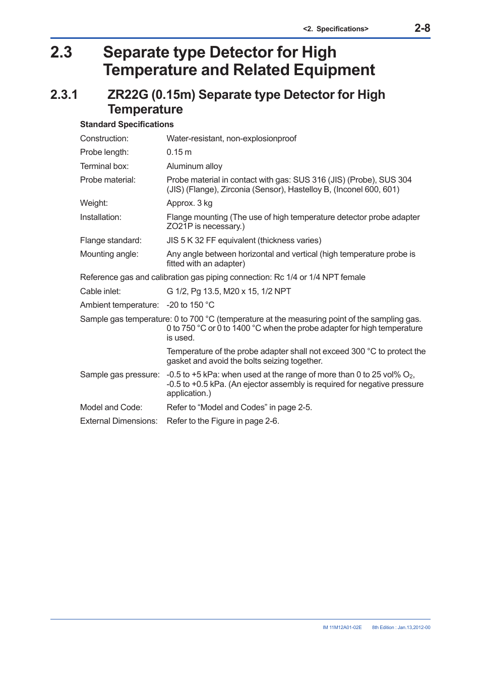 Yokogawa Integral Oxygen Analyzer ZR202 User Manual | Page 26 / 190