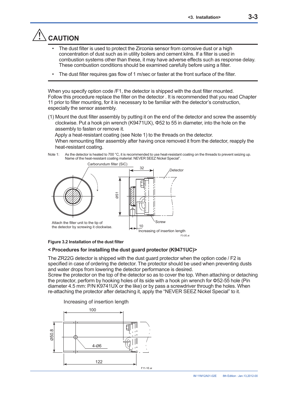 Caution | Yokogawa Integral Oxygen Analyzer ZR202 User Manual | Page 49 / 190
