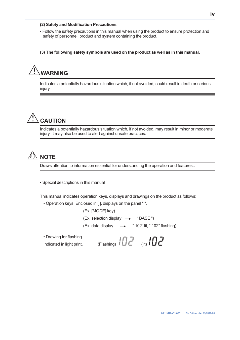Warning, Caution | Yokogawa Integral Oxygen Analyzer ZR202 User Manual | Page 6 / 190