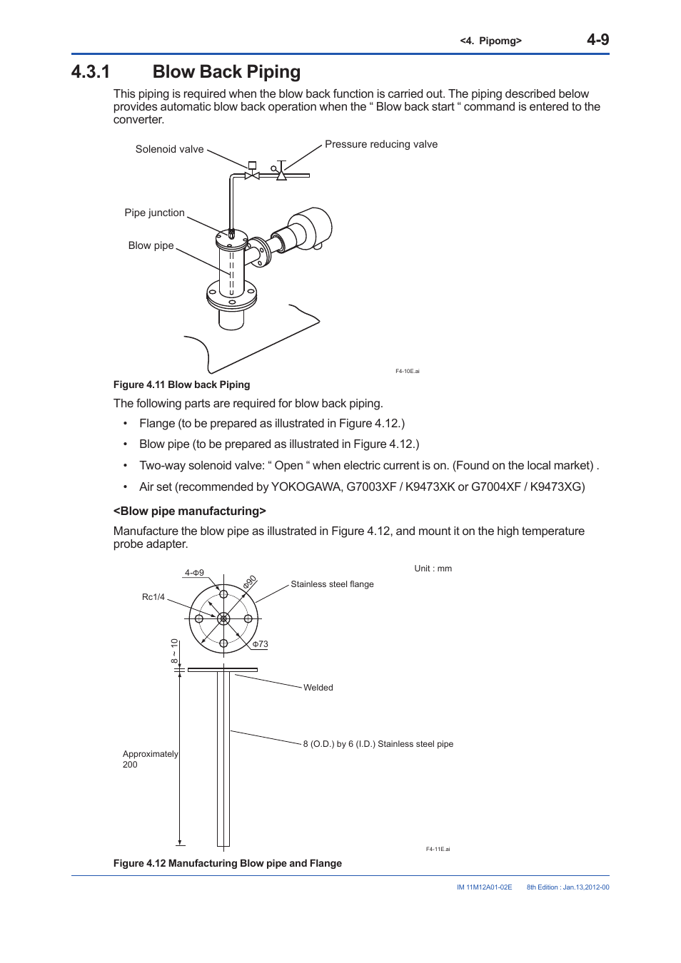 1 blow back piping, Blow back piping -9 | Yokogawa Integral Oxygen Analyzer ZR202 User Manual | Page 69 / 190